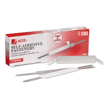 ACCO Self-adhesive Paper Fasteners, 1" Capacity, 2.75" Center To Center, Silver, 100-box freeshipping - TVN Wholesale
